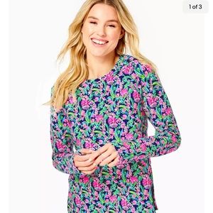 NWT Lilly Pulitzer Blythe Luxletic UPF50+ Low tide navy garden XL